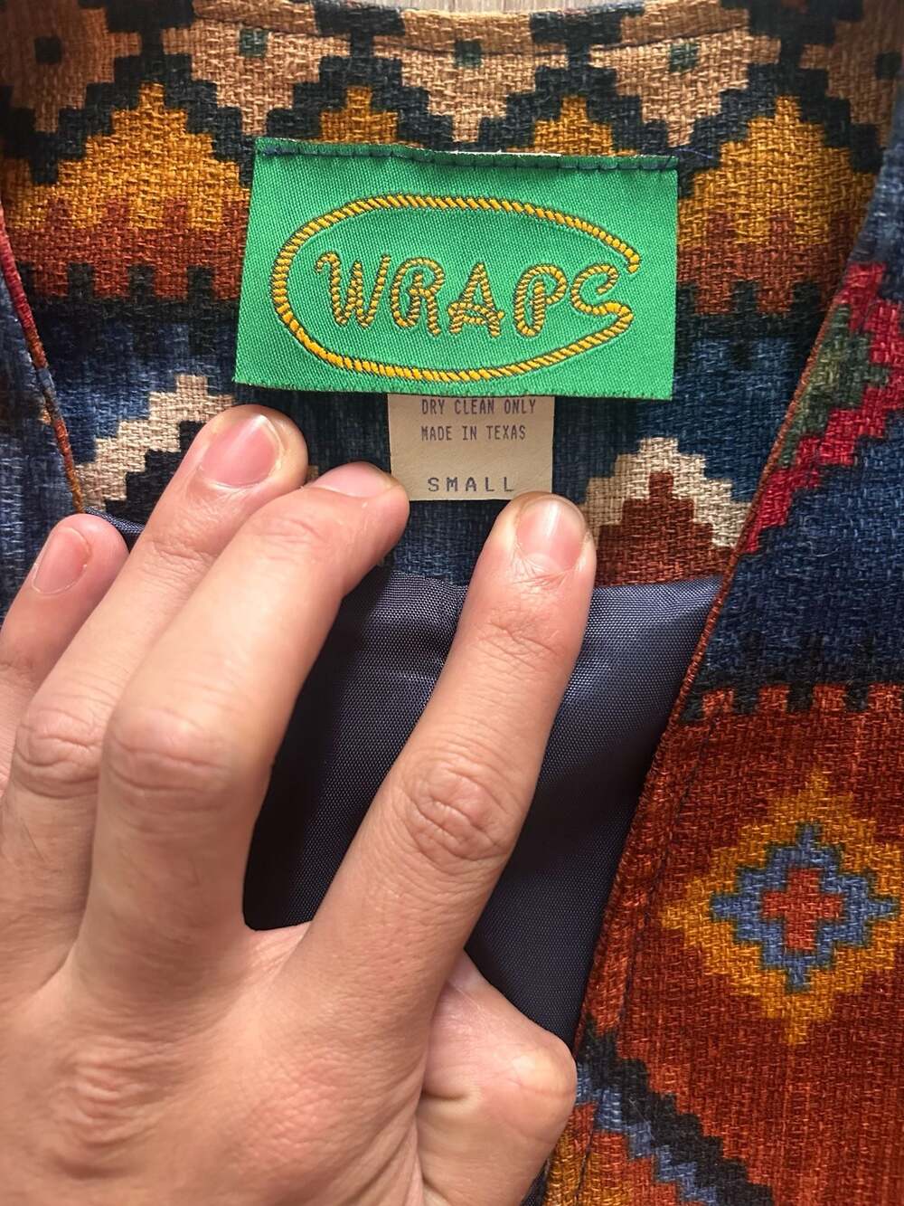 Vintage WRAPS Southwestern Tapestry Print Vest with Concho Buttons - Picture 2 of 3